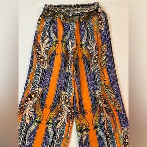 High-Waist Paisley Pants